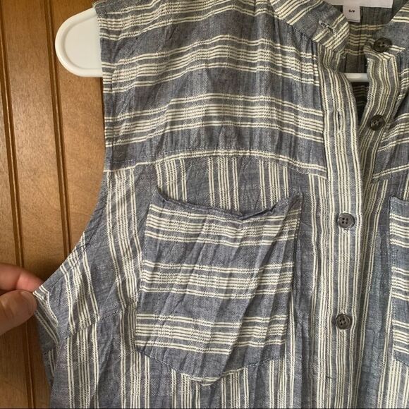 DEREK Lam 10 Crosby Striped Coastal Denim Silk Tank Top - Women Size Small - Picture 5 of 7